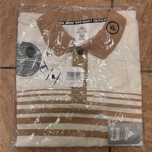 Disney Men's Tan and Cream 1977 Star Wars Polo NWTS!!! Still in Wrapping!